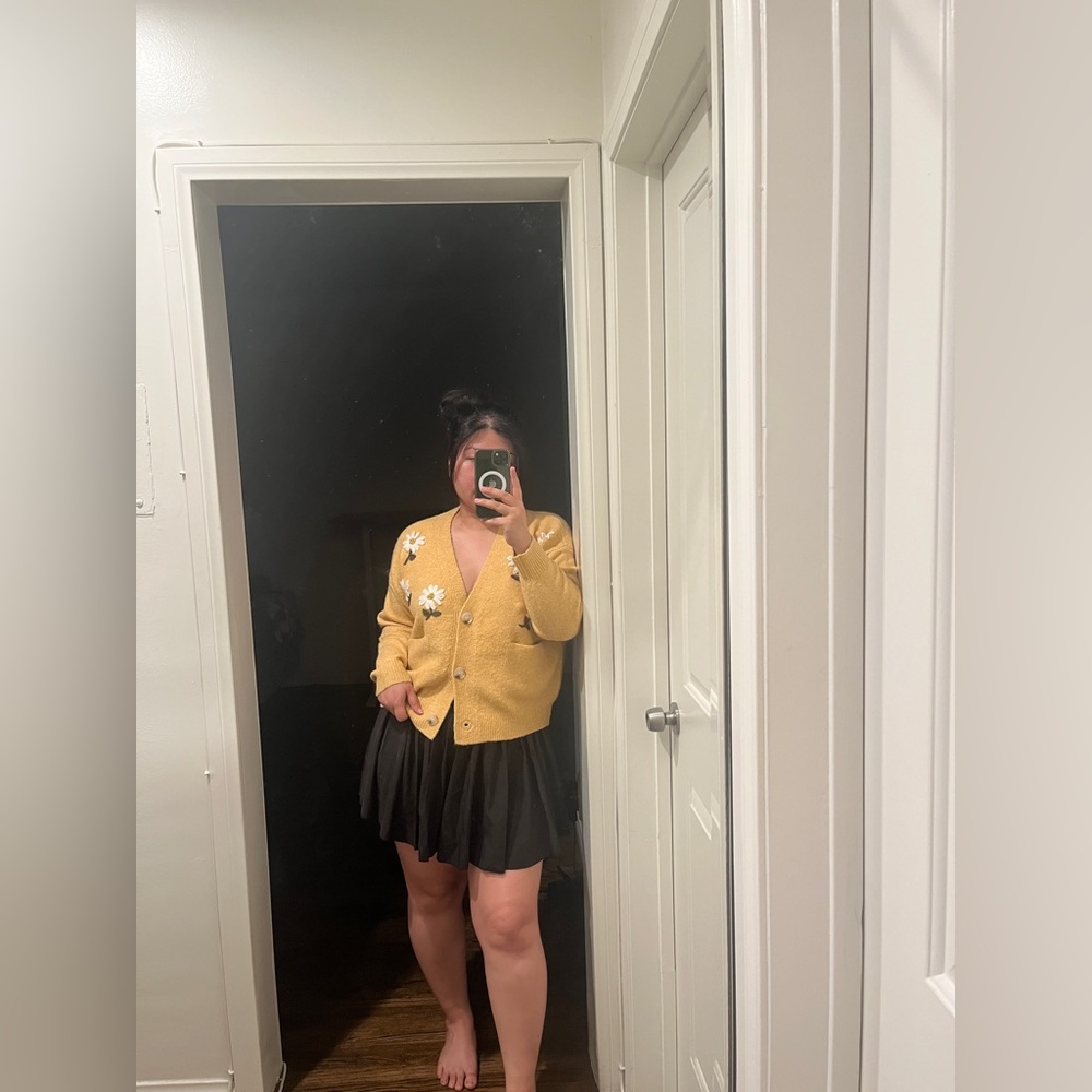 Black Pleated Mini Skirt with shorts inside
